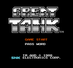 Great Tank (Japan) Title Screen